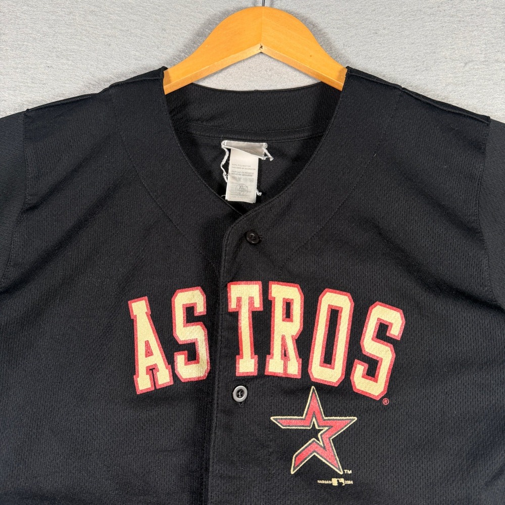 Vintage Houston Astros MLB Baseball Jersey Kids XL 18-20 Black Button Front 2004 - Picture 4 of 12
